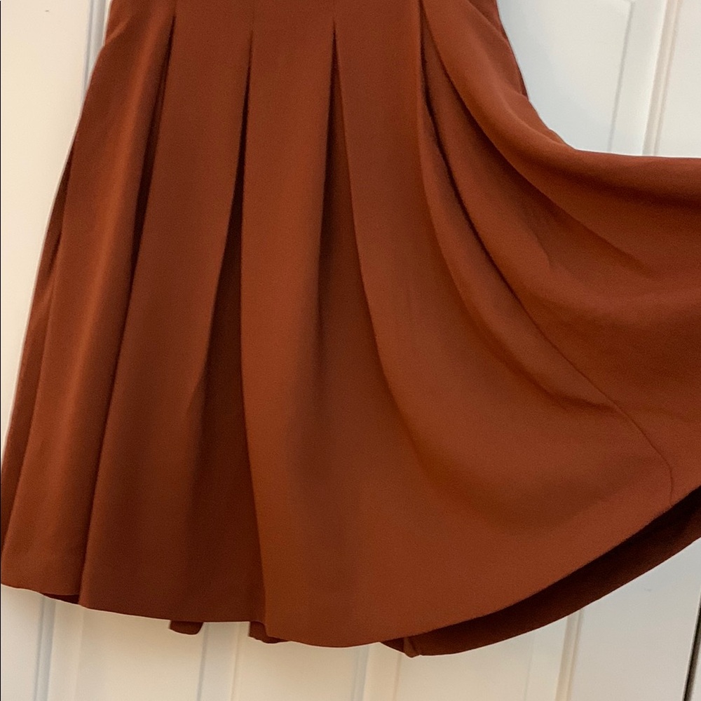 Uniqlo Knee Length Brick Red Pleated Skirt USED - Picture 3 of 5